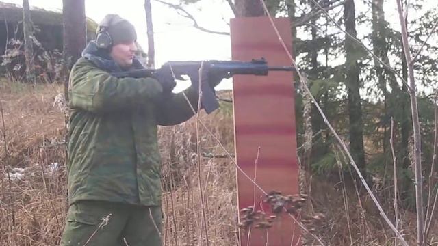 Стрельба из ВПО-206 со штатным дульником, патроном Искра смотреть онлайн