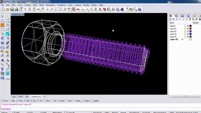 Using Rhino : How to model Bolt & Nut 3d in rhinoceros 5.0 смотреть онлайн