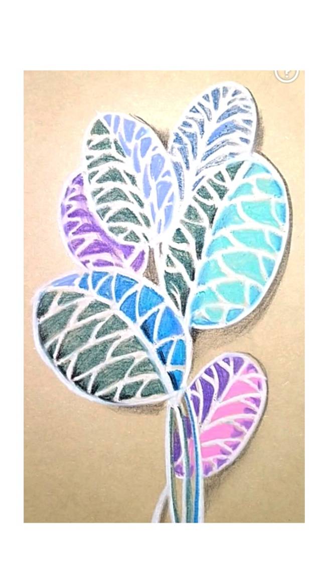 Рисуем стилизованные листья карандашами на тонированной бумаге. смотреть онлайн