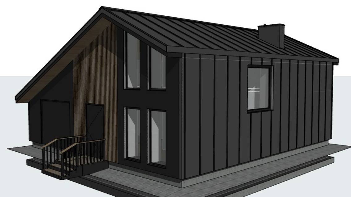 Барнхаус двухэтажный жилой дом 3D модель (информационная модель) в ArchiCAD формат .pln