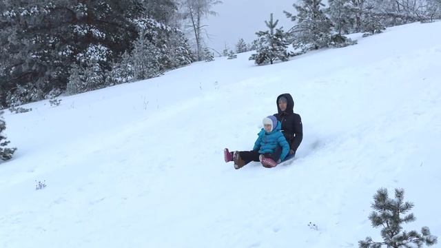 Горки, катаемся на ледянке, хутор Калач смотреть онлайн