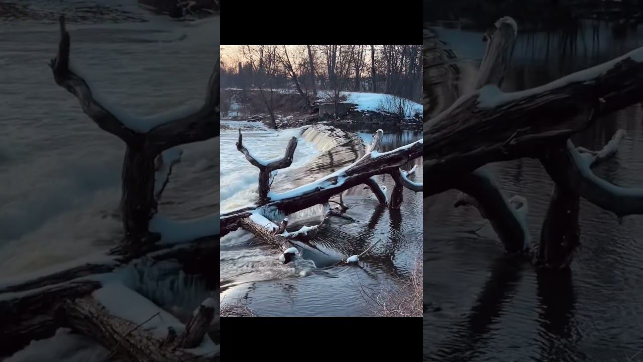 Водопад зимой, Знаменск, р.Лава смотреть онлайн