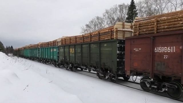 Эксклюзив! 2ТЭ116-1127 с грузовым поездом с Серова! смотреть онлайн