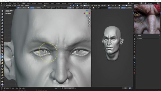 KRATOS sculpt in Blender - Realtime process - God of war смотреть онлайн
