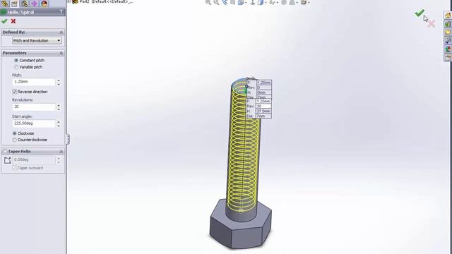 Modeling Hex Bolt with ACME Thread | Solidworks смотреть онлайн