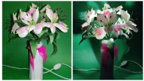 Альстромерия. Светильник из изолона. Светильник своими руками, бюджетный вариант. смотреть онлайн