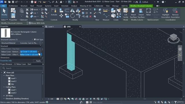 2.1. Настройка защитных слоёв арматуры в Revit смотреть онлайн