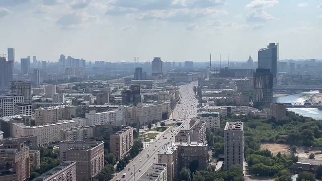 Панорамный вид со смотровой гостиницы «Украина» г. Москва смотреть онлайн