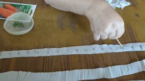 Простой способ изготовления лент с семенами моркови.