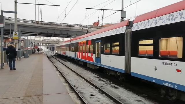 Электропоезд ЭГ2ТВ-040/041 Иволга 2.0 сообщением Подольск - Нахабино (D2), 27 января 2021 г. смотреть онлайн