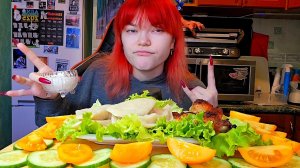 Мукбанг | Жареная курочка,Вареники с картошкой | Обжор Асмр