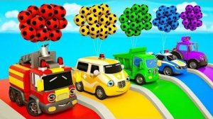 Колеса на автобусе + Песня о бинго - Футбольные мячи и забавные грузовички - Детские стишки