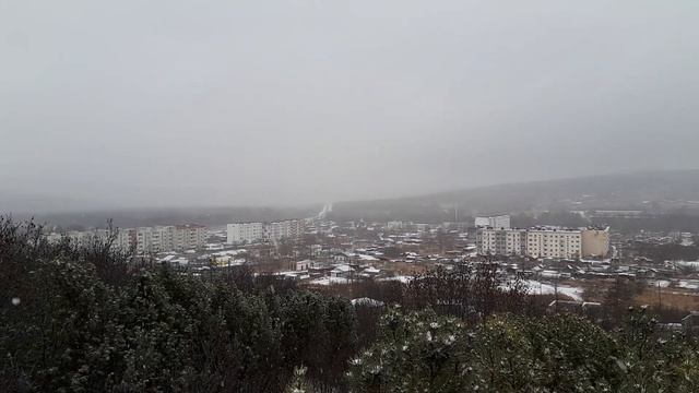 Вид на посёлок Снежный Магаданской области. смотреть онлайн