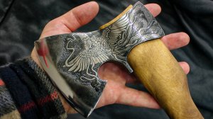 Топор с ладонь. Кастомизация в мельчайших деталях. Феникс на металле. Травление солью