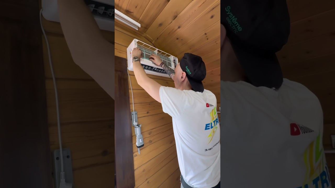 За минуту весь монтаж кондиционера #электрик #кондиционеры