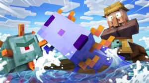 Аксолотль и деревенский житель против стража | Анимация для Майнкрафта