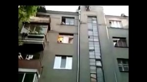 Кот упал с крыши !!!