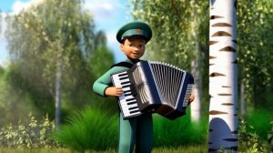 Мальчик солдатик играет на аккордеоне // Футаж