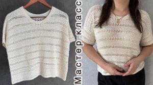 Летняя майка спицами. Подробный мастер класс.