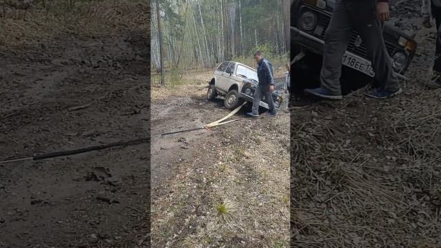 off road. I helped grandfather save Lada Niva. Tested the winch. смотреть онлайн