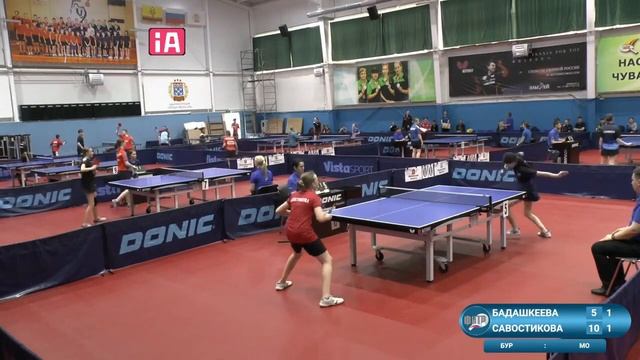 Бадашкеева Ирина (552) - Савостикова Алина (572). Настольный теннис. ПР до 16 лет 2024 смотреть онлайн