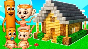 У БАЛЕРИНА КАПУЧИНА И ТУНГ ТУНГ ТУНГ САХУР РОДИЛСЯ РЕБЁНОК и Я ПОСТРОИЛ ИМ ДОМ в МАЙНКРАФТ