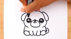 Как нарисовать кавайного мопса шаг за шагом 🐶💕 Как легко нарисовать милого мопса