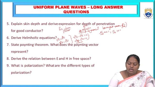 Uniform Plane Wave Characteristics - Discussion on Question Bank by Ms. M Sreevani смотреть онлайн