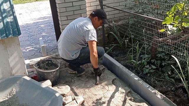 Самый лучший  способ установки поребрика !