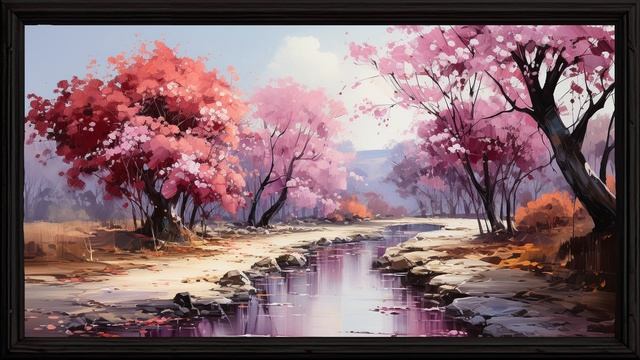 Sakura Blossom Painting 🌸 | 4K Ultra HD TV Wallpaper With Elegant Cherry Blossom Art 🎨