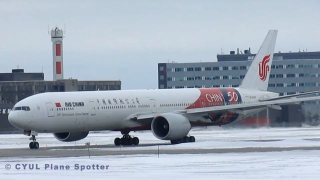 Air China "50 years China-France" 777-300ER (B77W) landing & departing at YUL смотреть онлайн