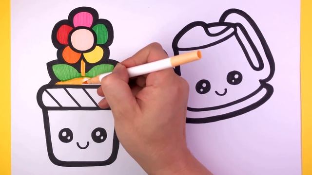 How to Draw Flower Pots and Watering Pots For Children смотреть онлайн