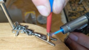 Soldering AWG7 10mm2 wire into EC5 connector with pocket gas torch