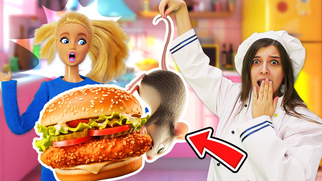 Кукла Барби отравилась? 🤢🐭 Устраиваем большую уборку на кухне ресторана! смотреть онлайн