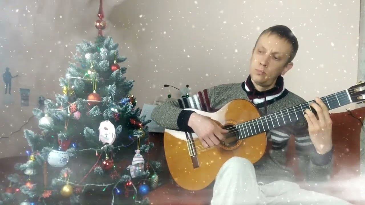 Зимняя сказка - Новогодняя прекрасная мелодия на гитаре смотреть онлайн