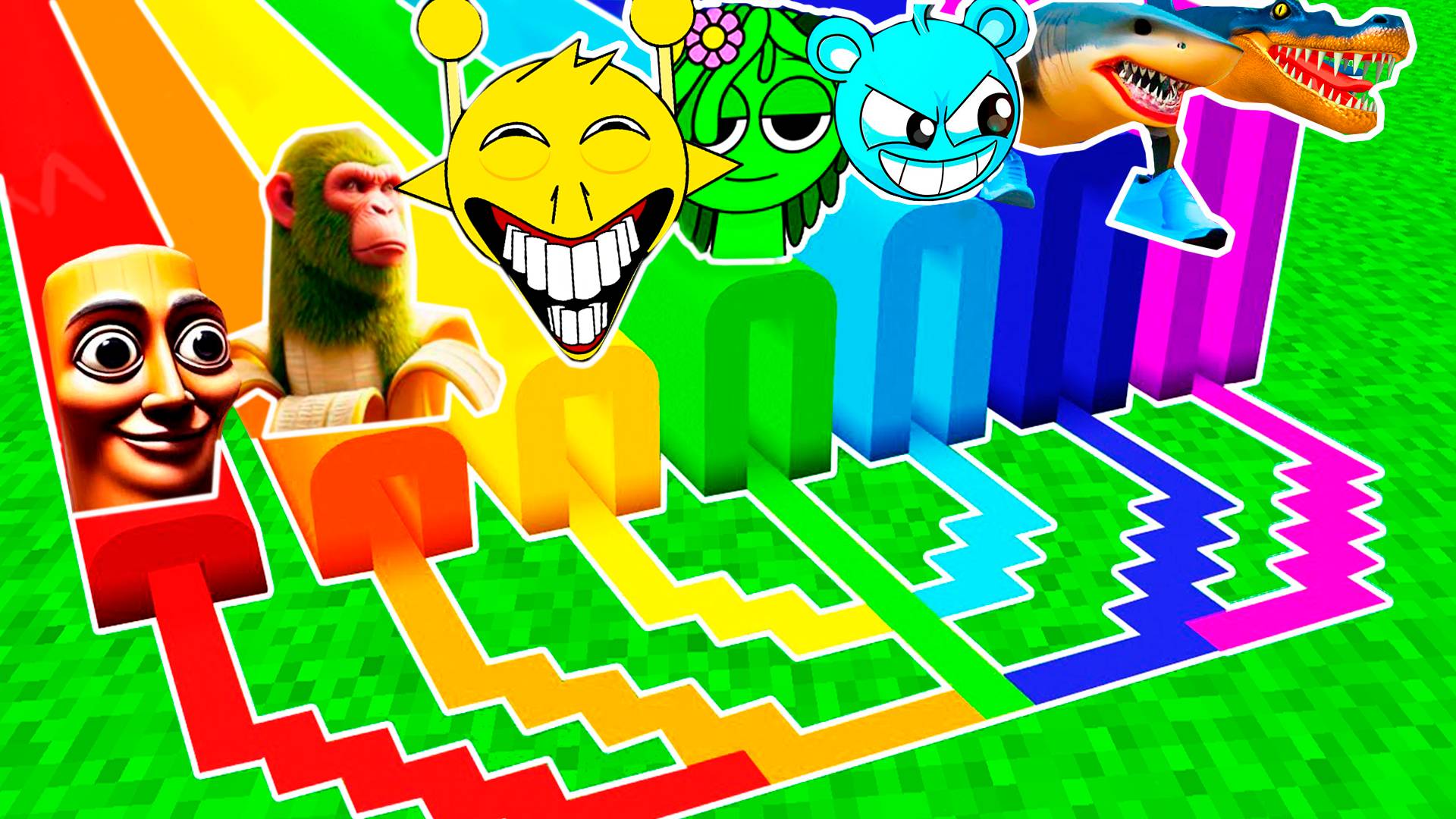 РАДУЖНЫЙ ТОННЕЛЬ СПРУНКИ ТРАЛАЛЕЛО ТРАЛАЛА БОМБАРДИРО КРОКОДИЛО ТУНГ ТУНГ ТУНГ САУР В МАЙНКРАФТ смотреть онлайн