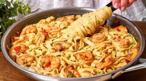 Итальянская ПАСТА С КРЕВЕТКАМИ в сливочном соусе за 20 минут! Вкусный ужин за 30 минут.