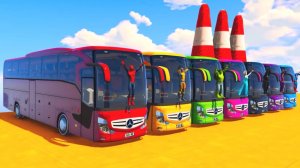 Большие автобусы и супергерои преодолевают препятствия Мультфильм для детей и малышей