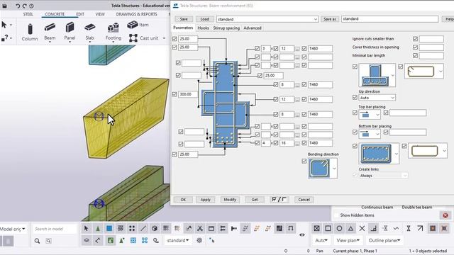Learn Tekla Structures 2020 - Silent Tutorials - 09 Beam rebars - Custom component смотреть онлайн
