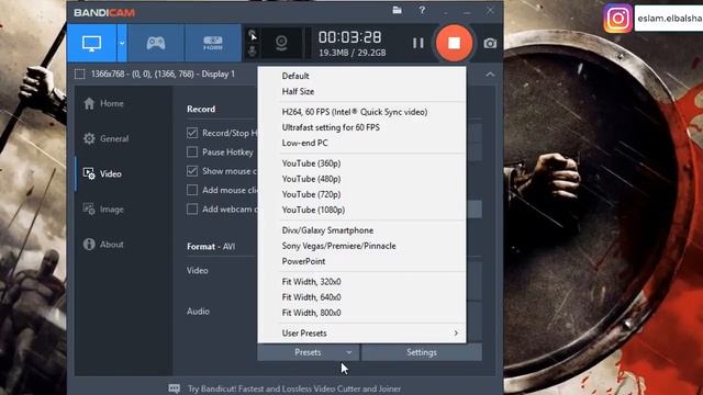 أفضل إعدادات لبرنامج Bandicam للتصوير بدون لاج و بجودة عالية وحجم مناسب