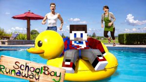 СБЕЖАЛ ЧЕРЕЗ БАССЕЙН ОТ ЗЛЫХ РОДИТЕЛЕЙ в SCHOOLBOY RUNAWAY в Майнкрафт..