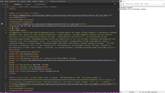 Разбор выгрузки товаров с сайта на Розетку для магазина матрасов смотреть онлайн