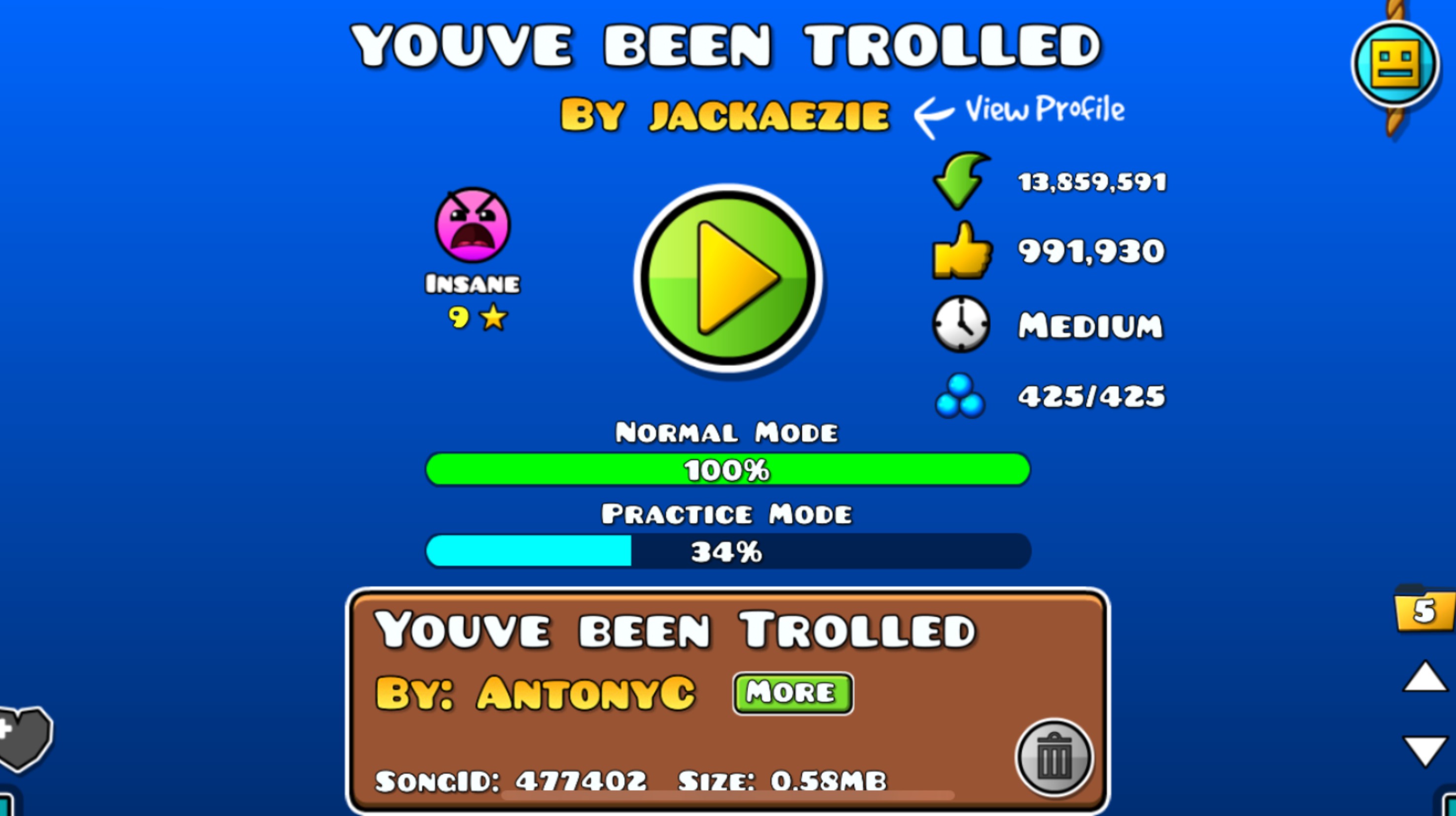 You’ve been trolled by Jackaezie Geometry Dash level 100%