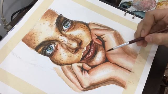 Relaxing Watercolor Portrait | Ambient | Timelapse By Riena No