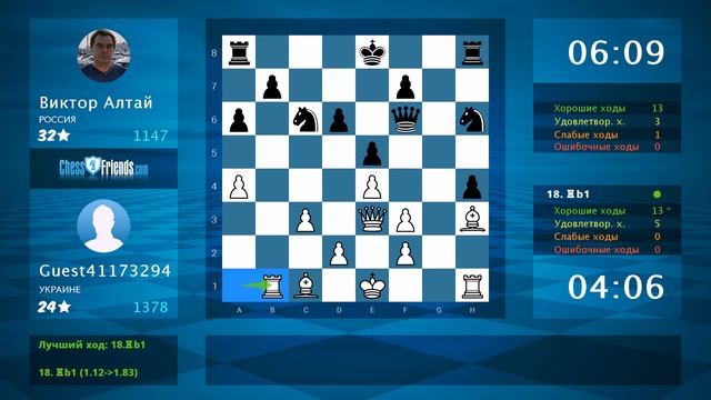 Chess Game Analysis: Guest41173294 - Виктор Алтай : 1-0 (By ChessFriends.com) смотреть онлайн