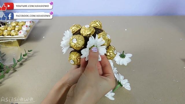 DIY Fresh flower bouquet with Ferrero Rocher, for First Communion (ENG Subtitles) - Speed up #597 смотреть онлайн