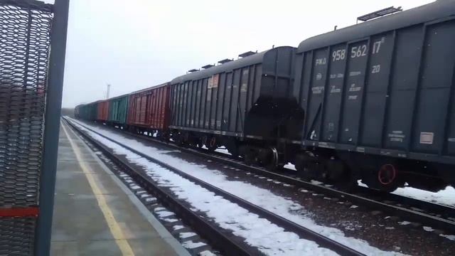 2тэ116у 0077 с грузовым поездом проследует мимо станции Оборона перегон Добринка Токарёвка смотреть онлайн