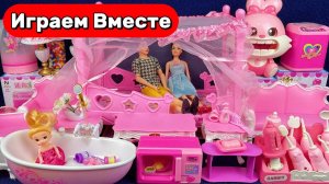 Играем в Куклы ! Кукольный домик Барби 🏰✨Кукольная мебель: распаковка набора принцессы 🏰✨