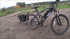 Велоприцеп к электровелосипеду на даче