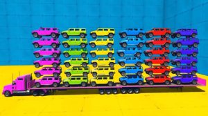 Учим Цвета для Детей Мультики про Машинки для Детей Большой Автовоз и Цветные Джипы для детей